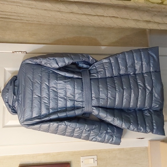 Venus long Metallic Puffer Coat Slate blue/grey - Picture 6 of 8